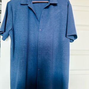 Classic Blue Men's Casual Button Down Shirt